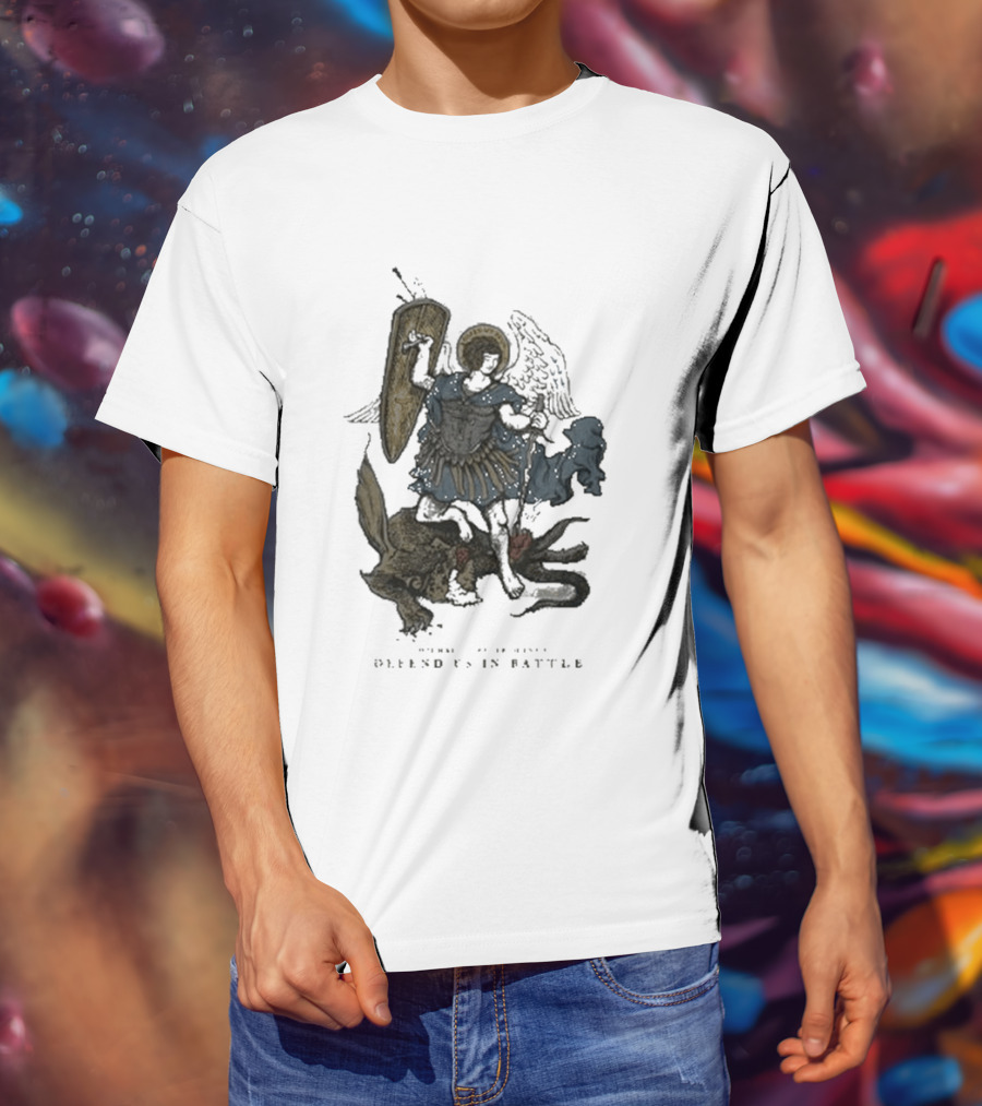 Saint Mxxxxxx Archangel Michael Defend Us In Battle Medieval Angelic Warrior T-Shirt
