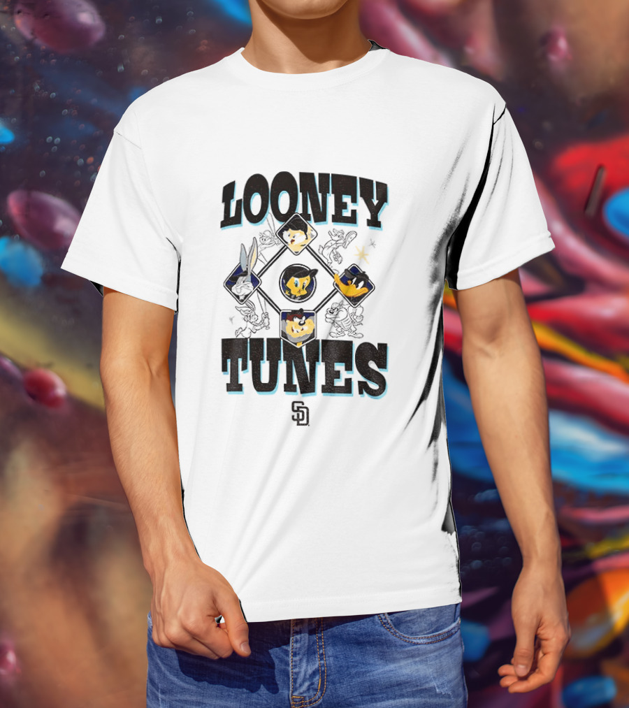 San Diego Padres New Era Looney Tunes MLB Cream Characters T-Shirt