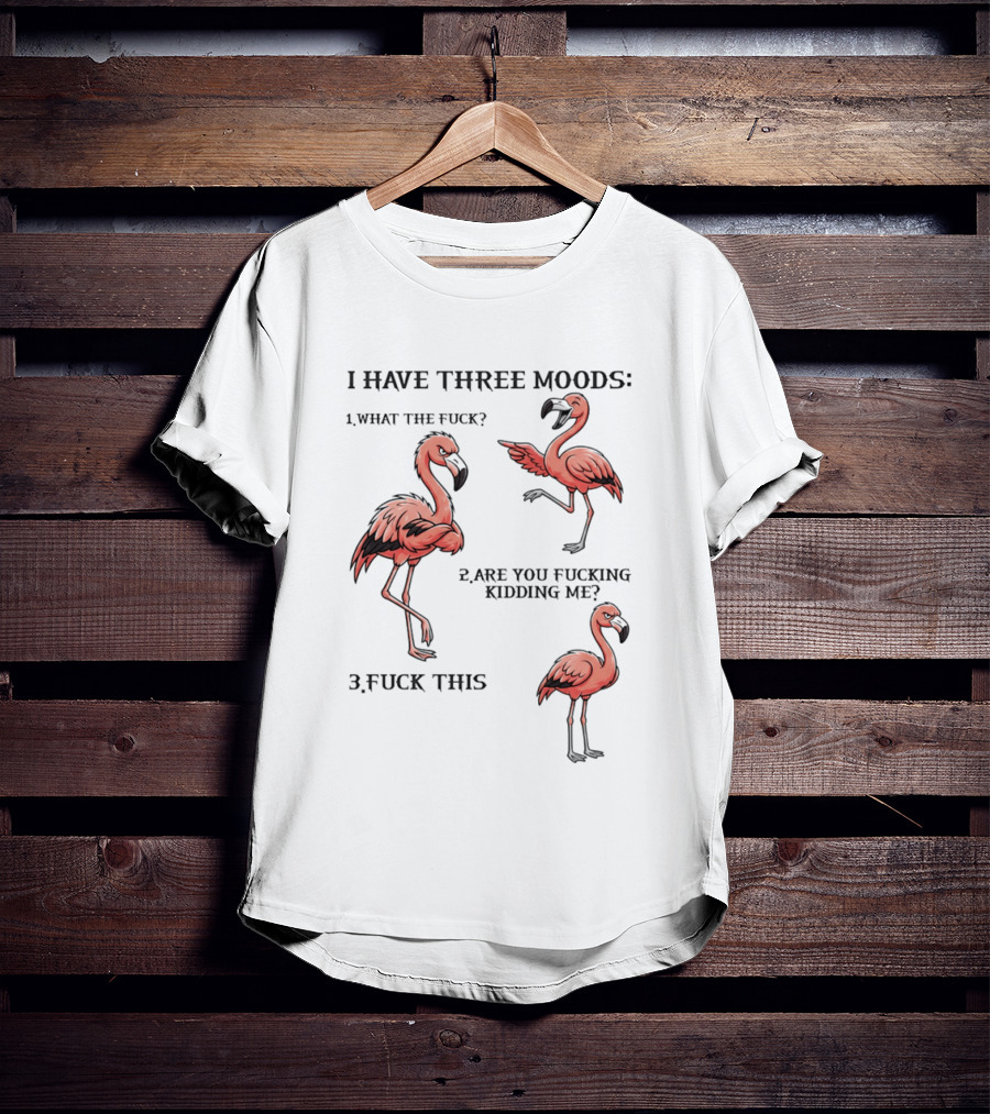 I Have Three Moods What The Fuck Are You Fucking Kidding Me Fuck This Flamingo T-Shirt