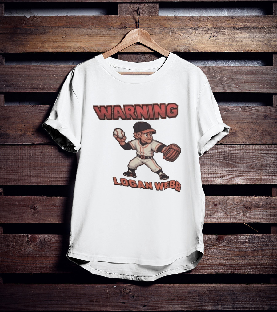 Warning Logan Webb 8 Bit Baseball T-Shirt