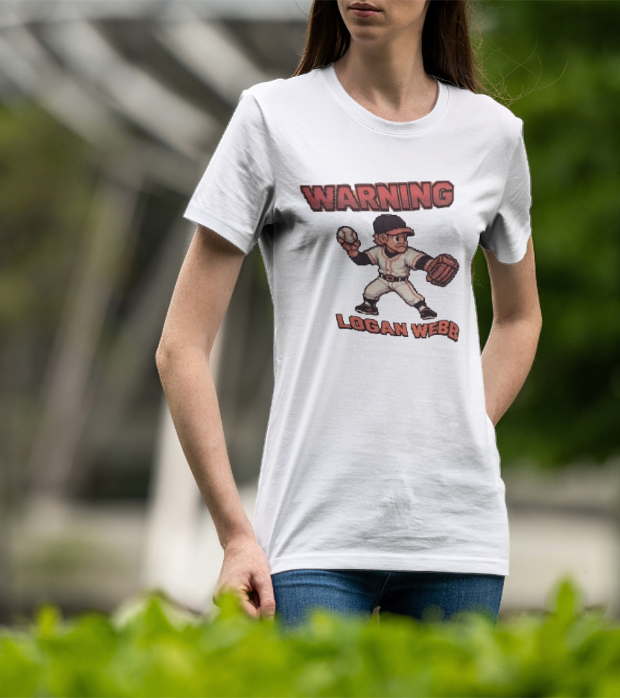 Warning Logan Webb 8 Bit Baseball T-Shirt
