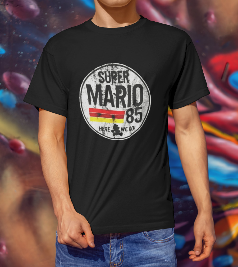 Super Mario 85 Here We Go Vintage Circle T-Shirt