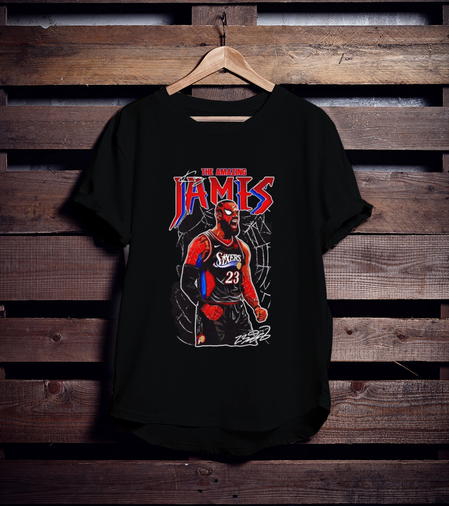 The Amazing LeBron James Spider Man 76ers NBA Crossover Comic T-Shirt