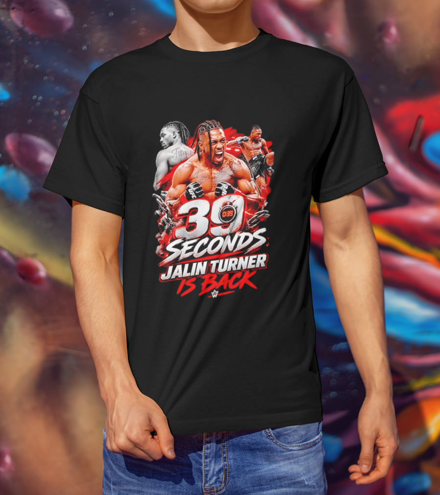 39 Seconds Jalin Turner UFC Fighter Photo Collage Red Glow Is Back T-Shirt