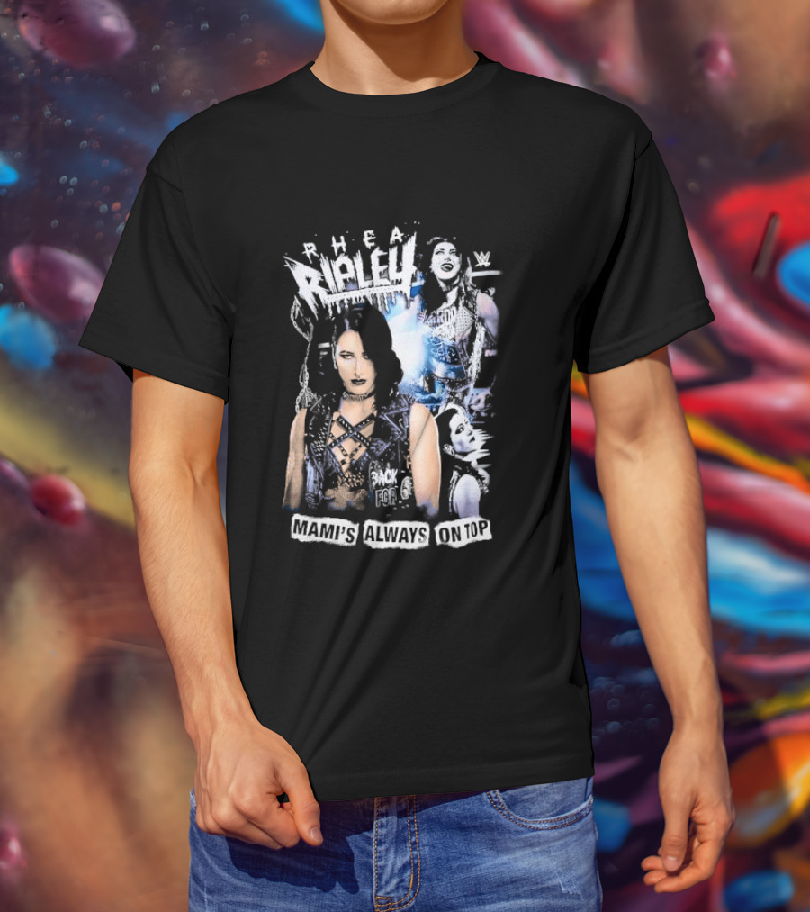 Rhea Ripley WWE Mami's Always On Top Wrestler Collage T-Shirt