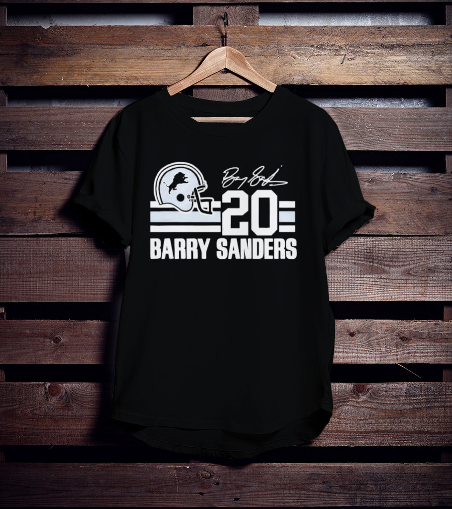 Detroit Lions Barry Sanders 20 Helmet Stripes By BS Signature T-Shirt