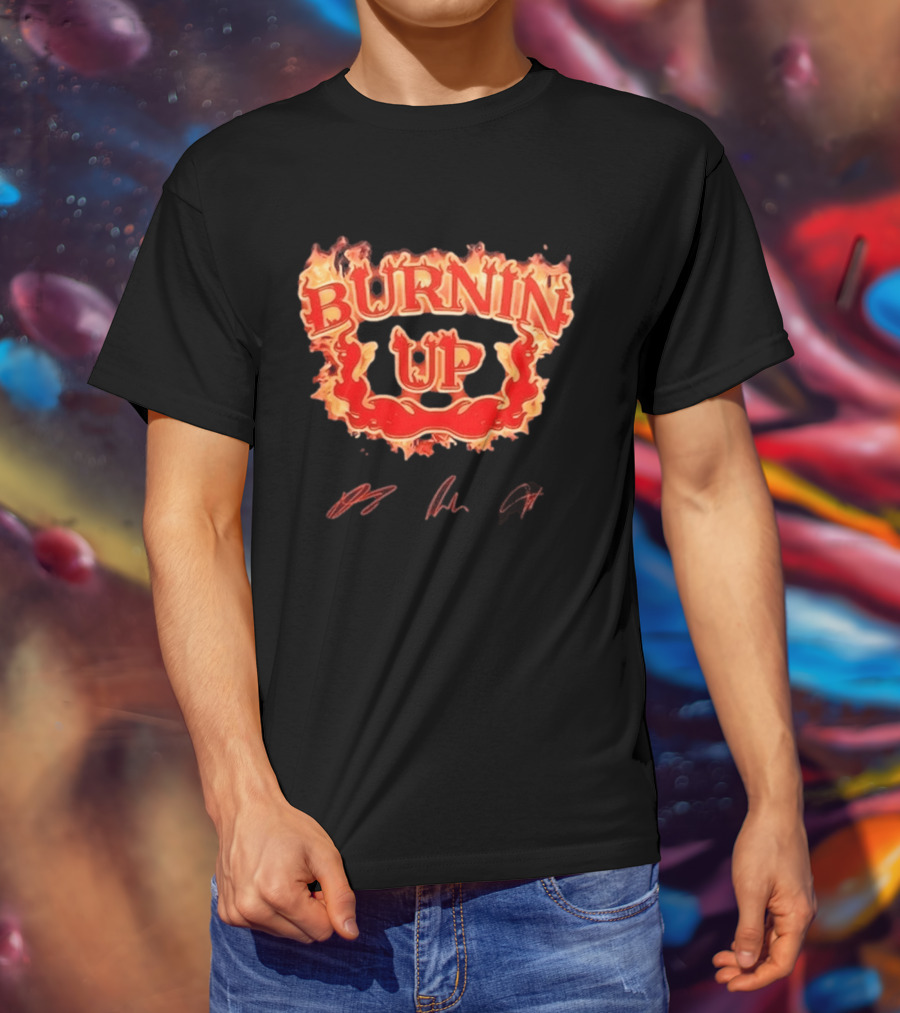 Jonas Brothers Burnin Up Tour Fiery Red Flame Letters T-Shirt