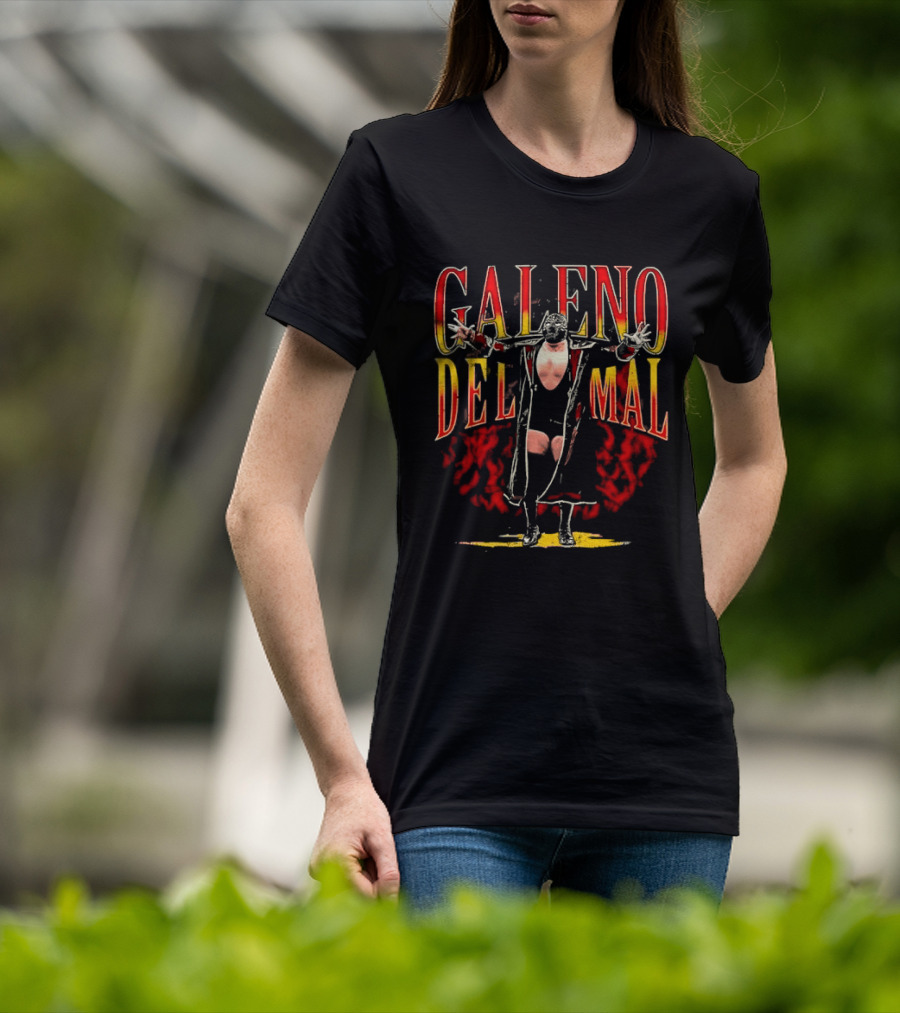 Galeno Del Mal Masked Wrestler Fiery Red Outstretched Arms T-Shirt