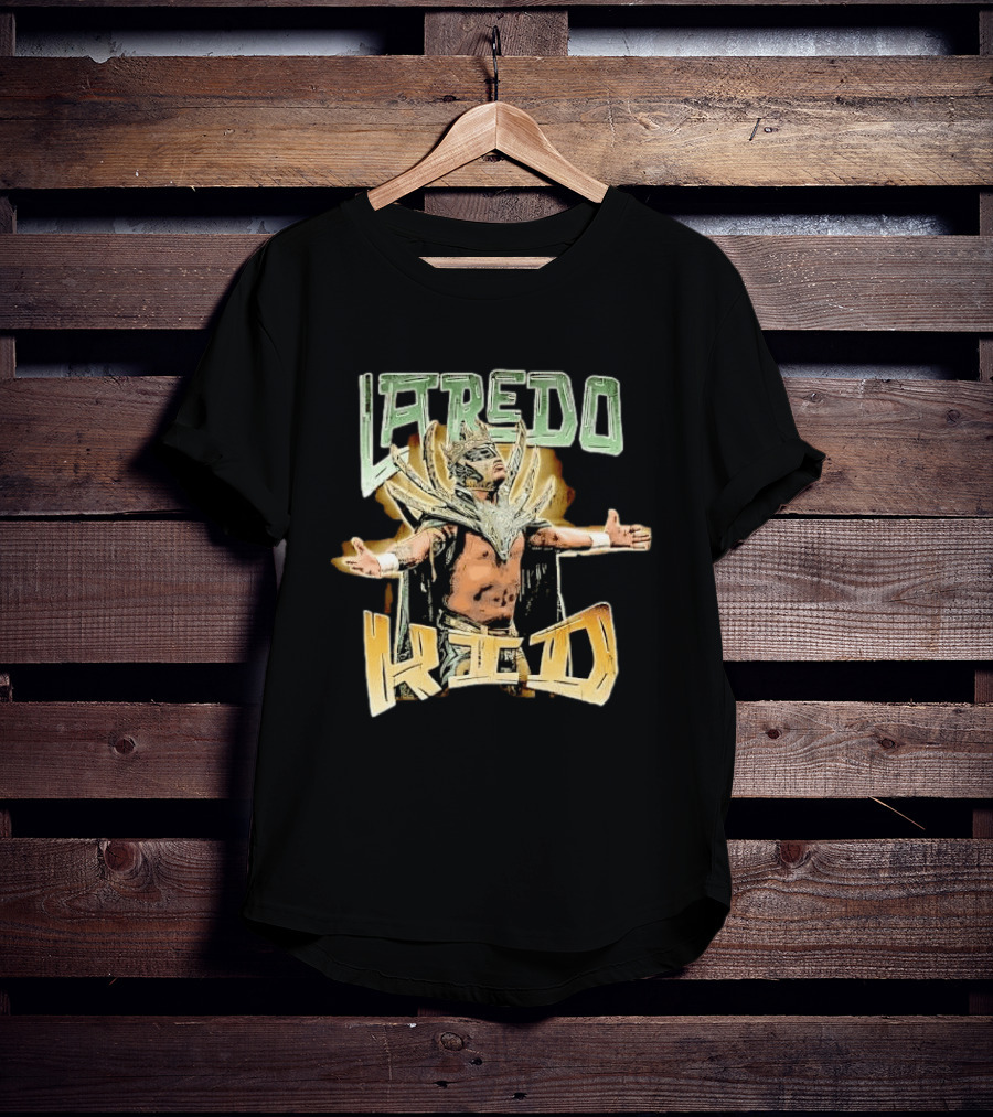 Laredo Kid Masked Luchador Arms Outstretched Distressed Luchador Champion T-Shirt