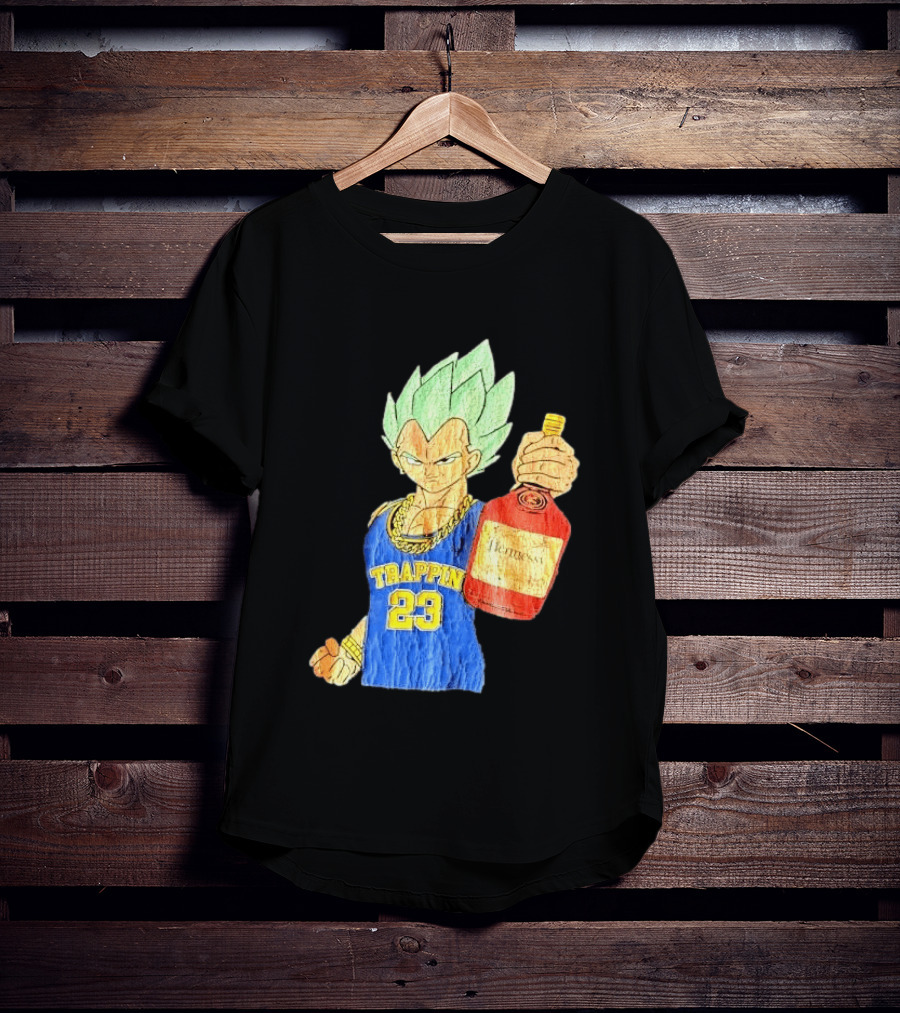 Hennessy Trappin 23 Anime Warrior Graphic Holding Bottle T-Shirt