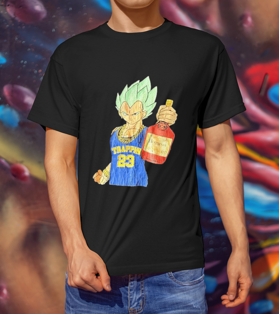 Hennessy Trappin 23 Anime Warrior Graphic Holding Bottle T-Shirt