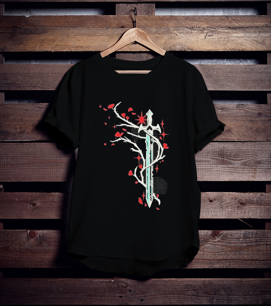 Lifesteal Sword With Red Petals Survival Gaming T-Shirt