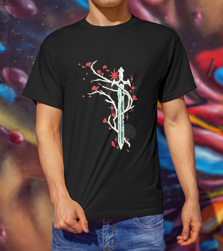 Lifesteal Sword With Red Petals Survival Gaming T-Shirt