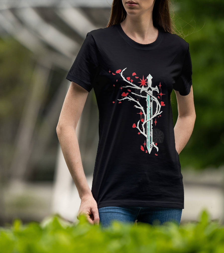 Lifesteal Sword With Red Petals Survival Gaming T-Shirt