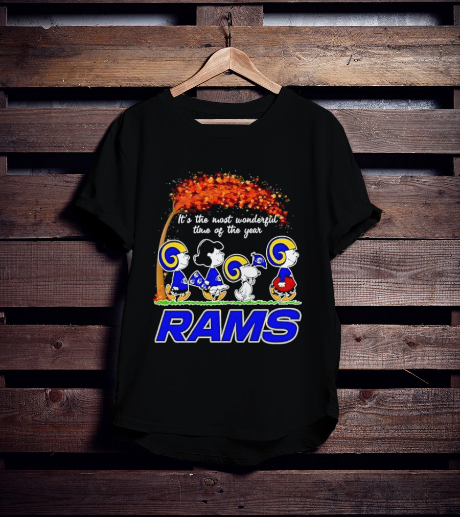 Los Angeles Rams It's The Most Wonderful Time Of Year Charlie Brown Snoopy Peanuts Football Fall T-Shirt