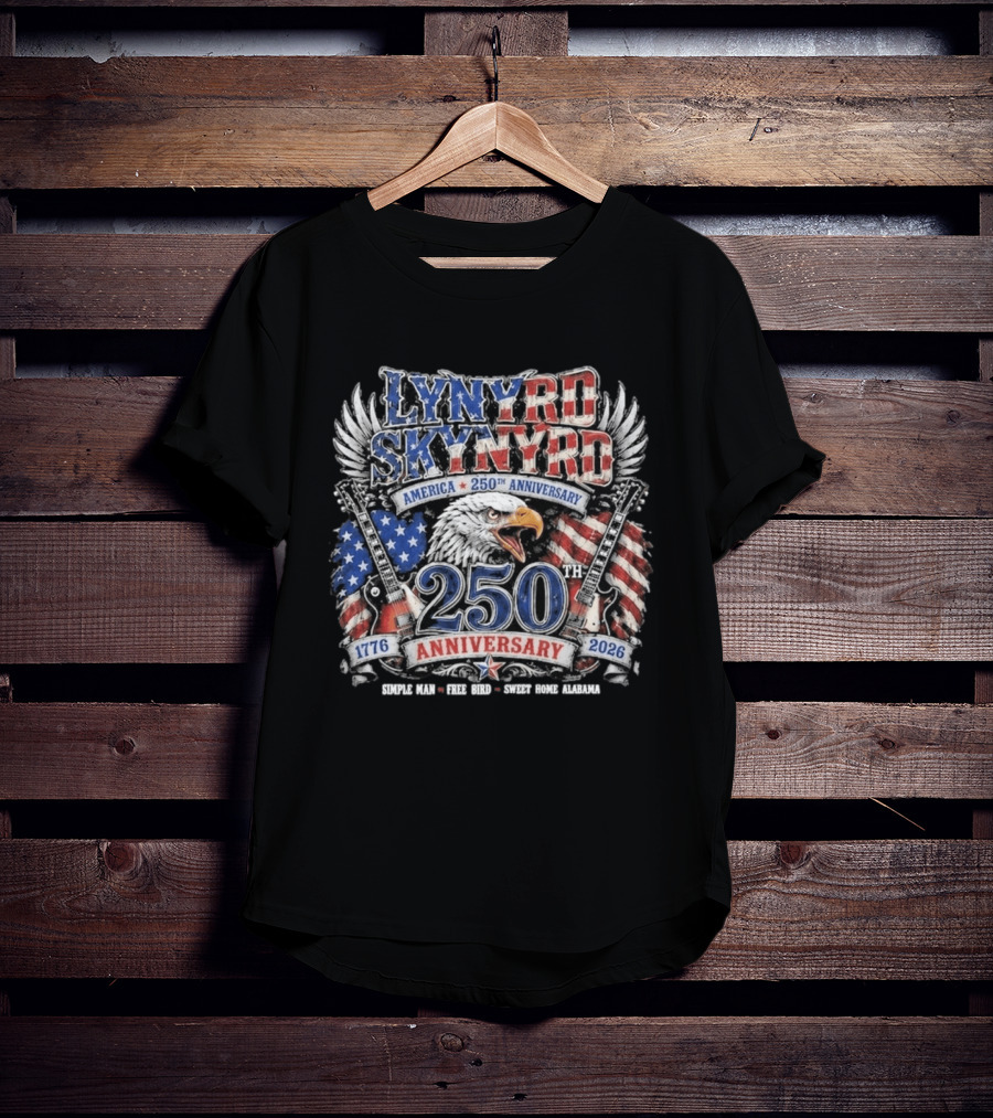 Lynyrd Skynyrd America 250th Anniversary Eagle 1776 2026 Simple Man Free Bird Sweet Home Alabama T-Shirt