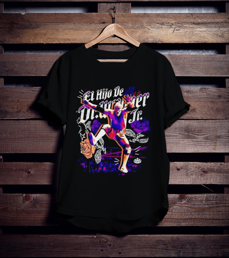 El Hijo De Dr Wagner Jr Masked Luchador Jumping Action With Roses Ring Combat T-Shirt