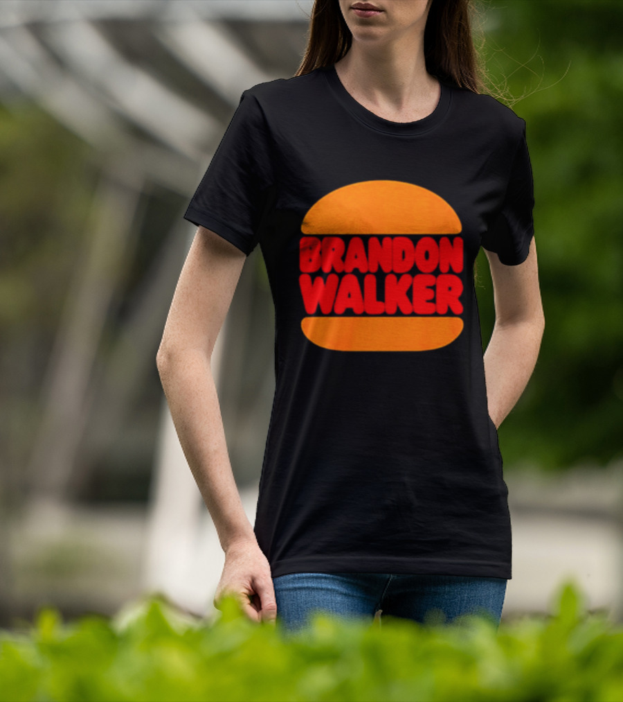 Brandon Walker Hamburger Bold Red Text Inside Orange Bun T-Shirt