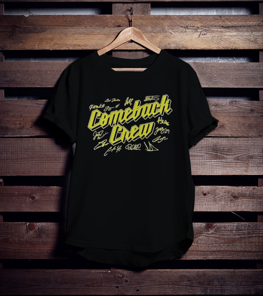 Comeback Crew Yellow 3D Lettering With Player Signatures Black T-Shirt