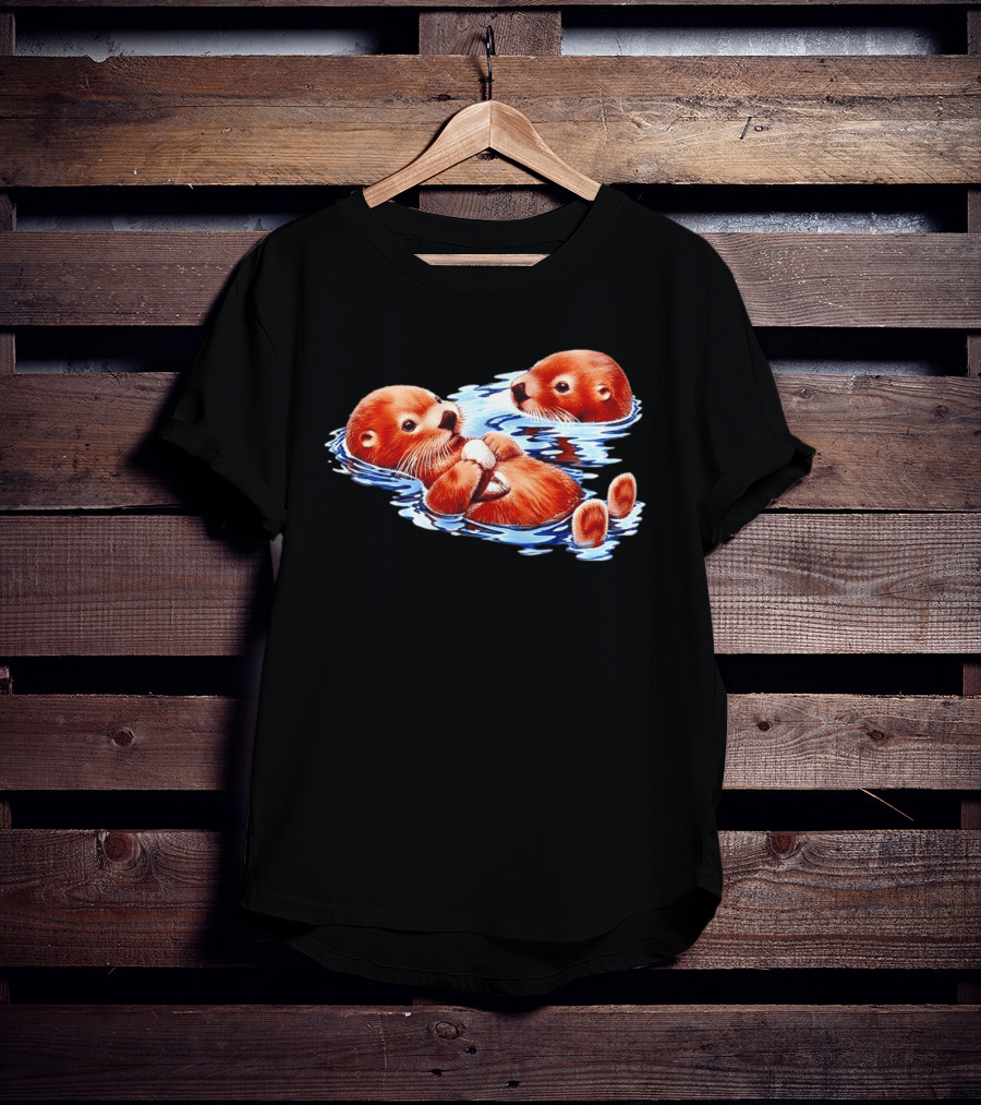 Otters Go With The Flow Cute Playful Swimming Pair T-Shirt