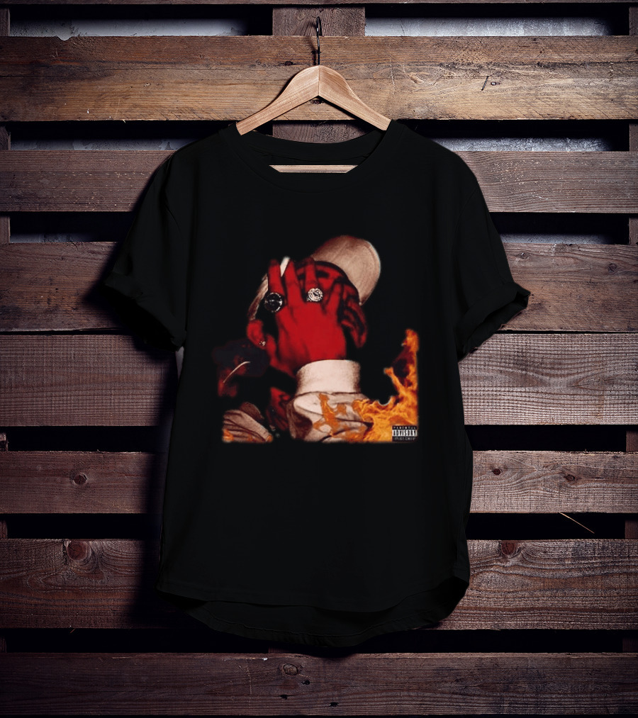 Post Malone August 26 Album Cover Art With Tracklist Featuring Rings And Flames T-Shirt
