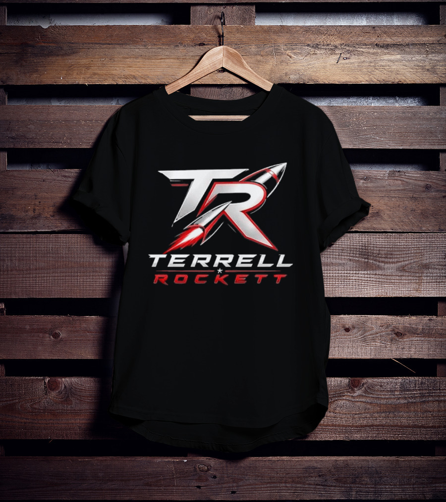 Terrell Rockett Silver Metallic Monogram TR Rocket Terrell Rockett T-Shirt