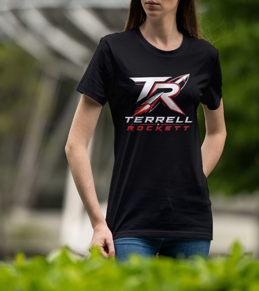 Terrell Rockett Silver Metallic Monogram TR Rocket Terrell Rockett T-Shirt