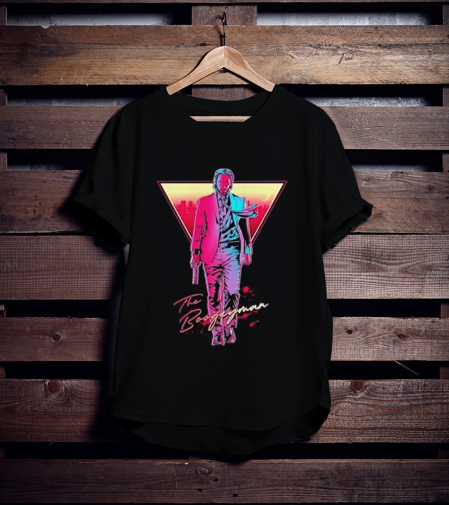 The Boogeyman John Wick Neon Triangle Sunset Walking Gun T-Shirt