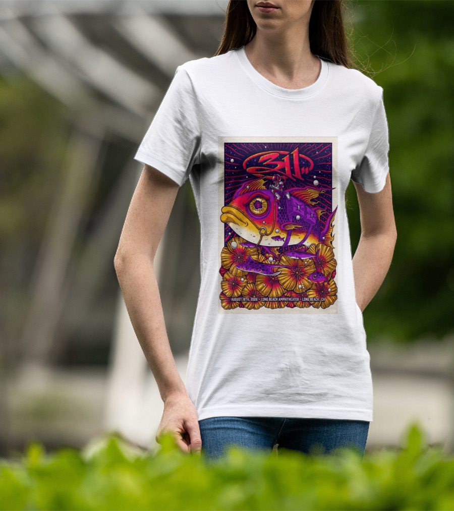 311 August 18 2026 Long Beach Amphitheater CA Psychedelic Fish And Astronaut T-Shirt