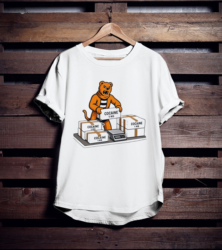 Cocaine 1 Kg Cartoon Orange Tiger Packages Scale T-Shirt