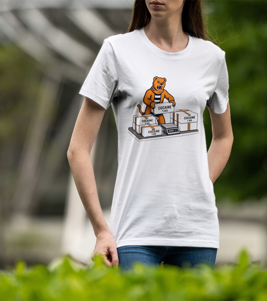 Cocaine 1 Kg Cartoon Orange Tiger Packages Scale T-Shirt