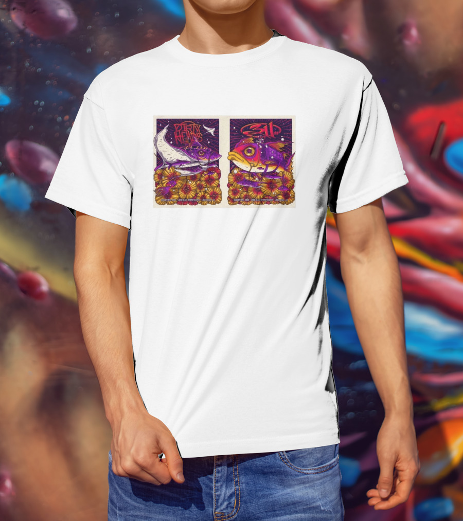 Dirty Heads 311 August 18 2026 Long Beach Amphitheater California Concert Art Colorful Fish Flowers T-Shirt
