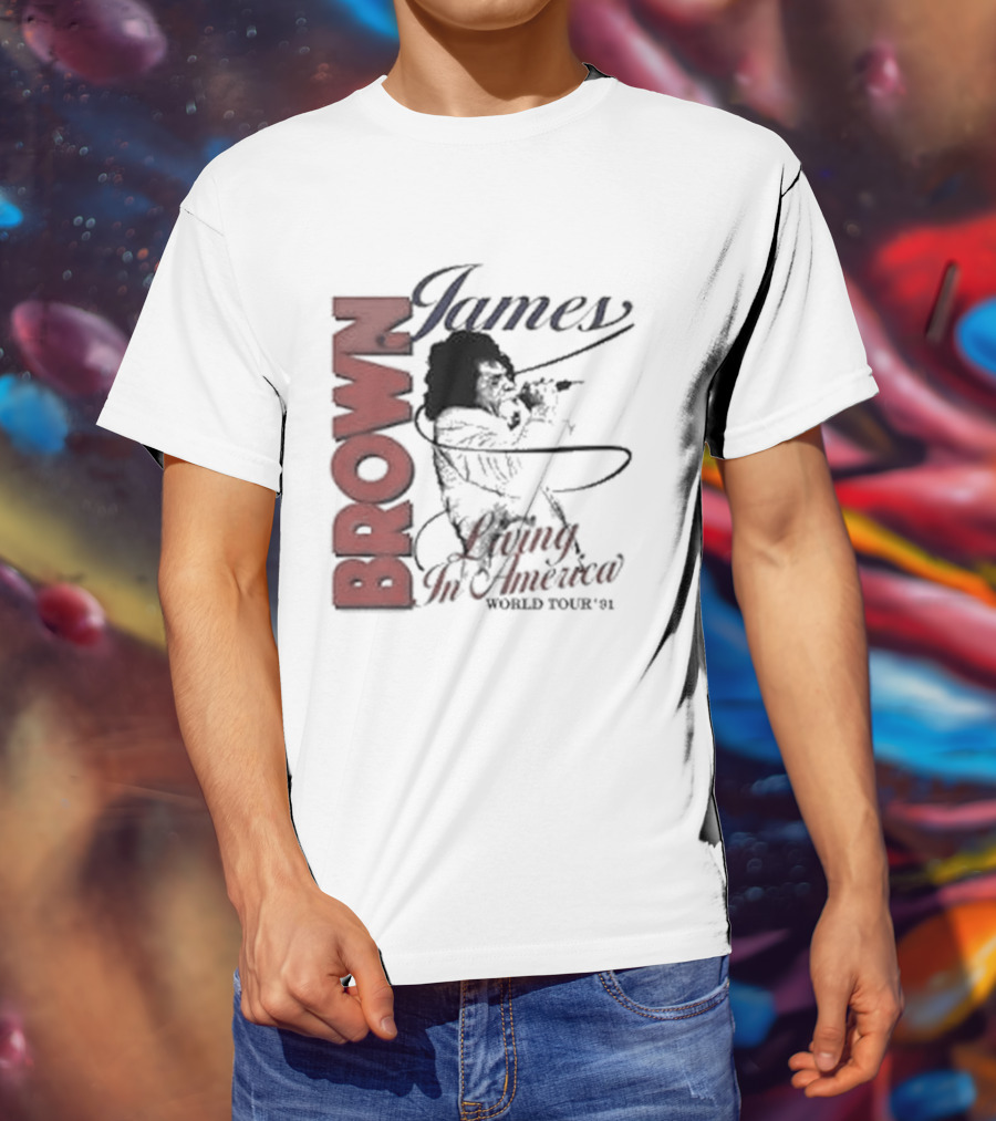 James Brown Living In America World Tour 1980s Retro Music Legend T-Shirt