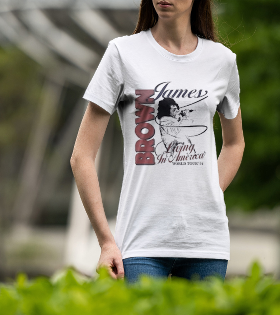 James Brown Living In America World Tour 1980s Retro Music Legend T-Shirt
