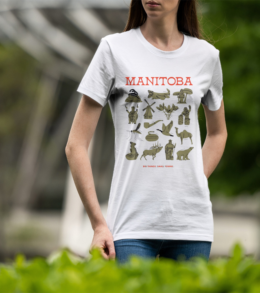 Manitoba Roadside Attractions Big Things Small Towns Statues Gold T-Shirt