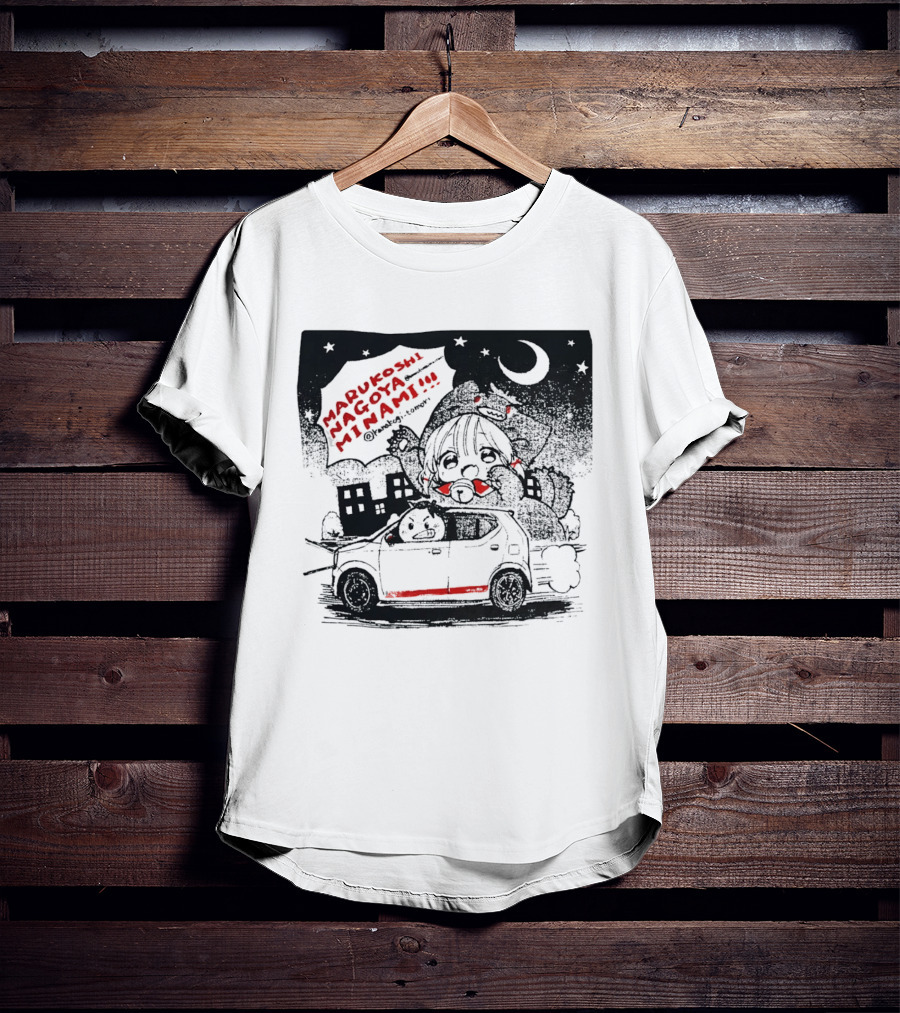 Marukoshi Nagoya Minami Kanakoji Tomori Angry Driver Hatchback Car Manga Style Night Scene T-Shirt