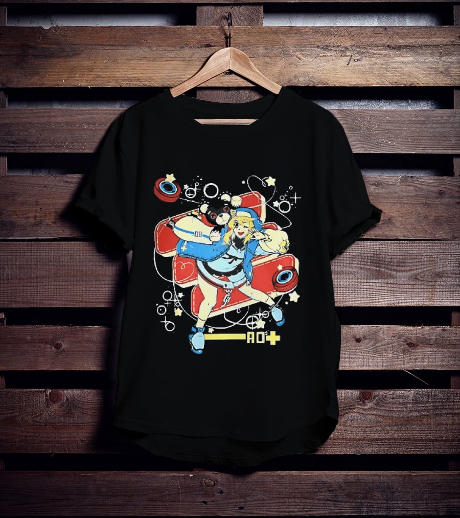 Ao2 Plus Anime Girl And Black Bear With Yoyo And Playful T-Shirt