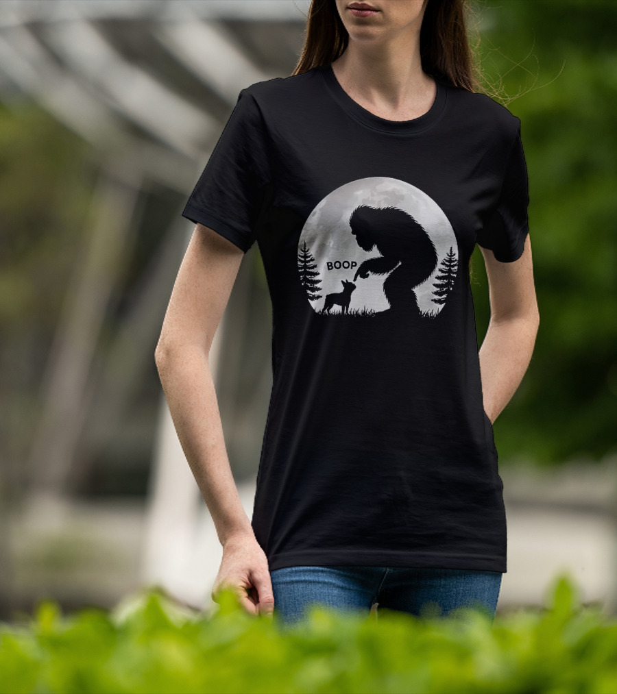 Bigfoot Boop Moonlight Boston Terrier T-Shirt