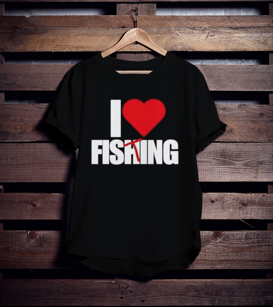 I Heart Fishing With Rod And Hook T-Shirt