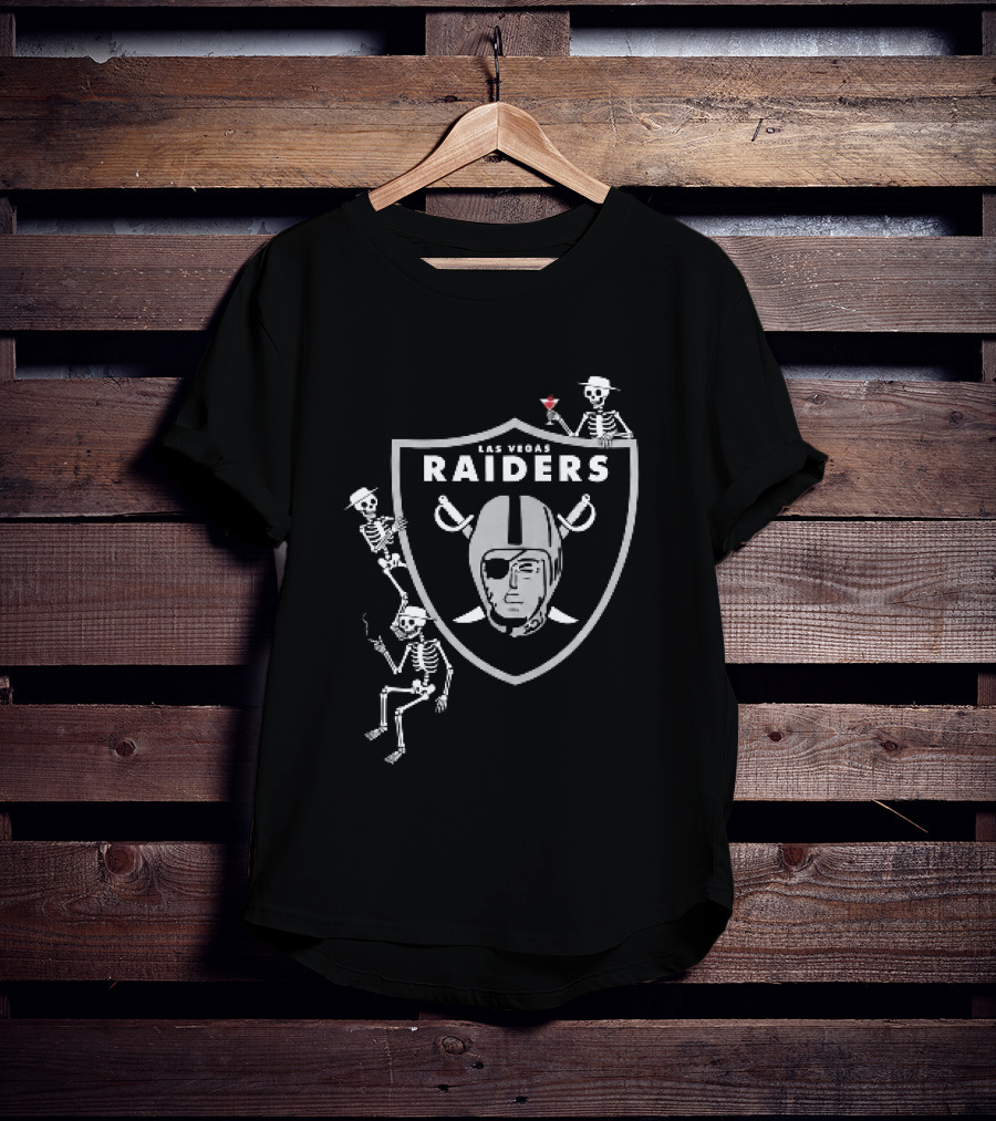 Las Vegas Raiders Skeletons Martini Cigarette Hats NFL T-Shirt