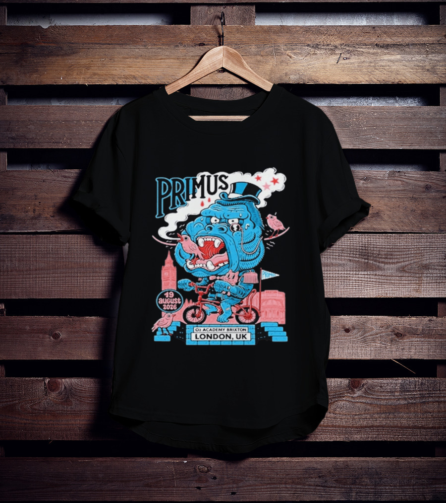 Primus 19 August 2026 O2 Academy Brixton London UK Blue Monster T-Shirt