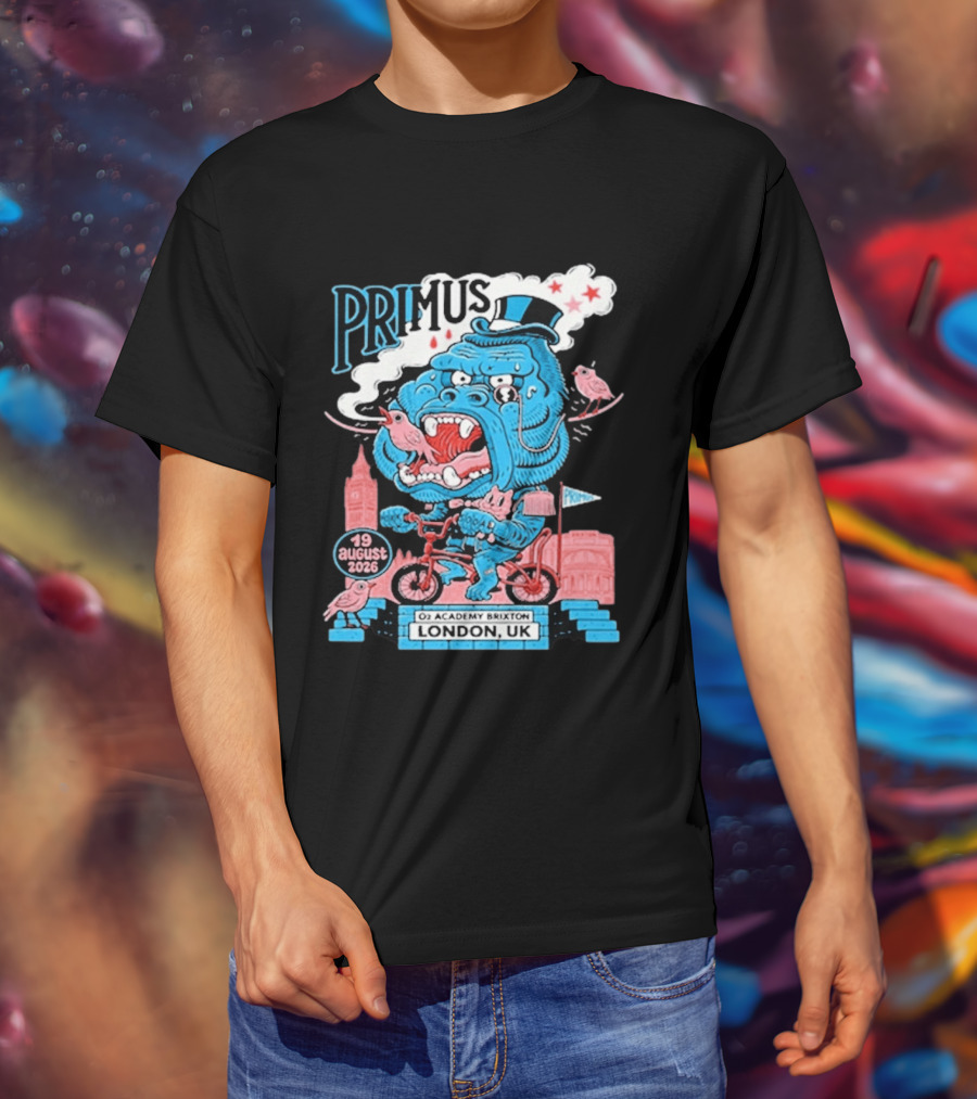 Primus 19 August 2026 O2 Academy Brixton London UK Blue Monster T-Shirt