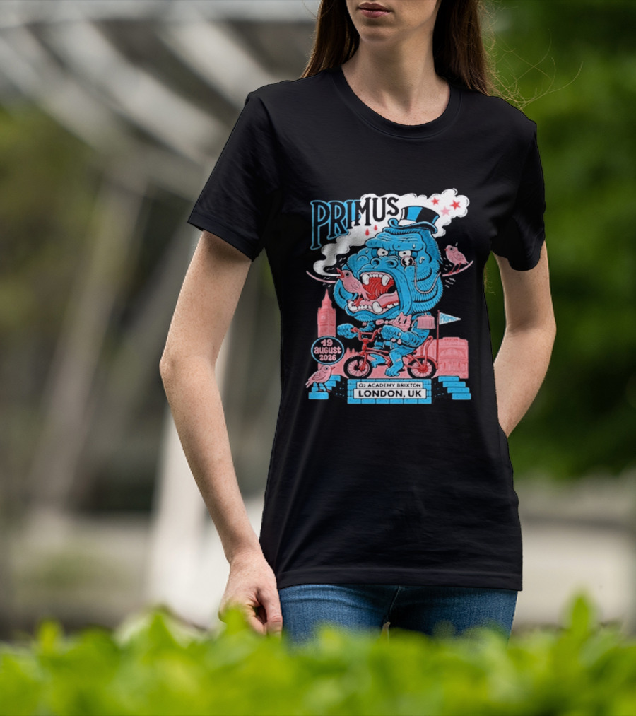 Primus 19 August 2026 O2 Academy Brixton London UK Blue Monster T-Shirt