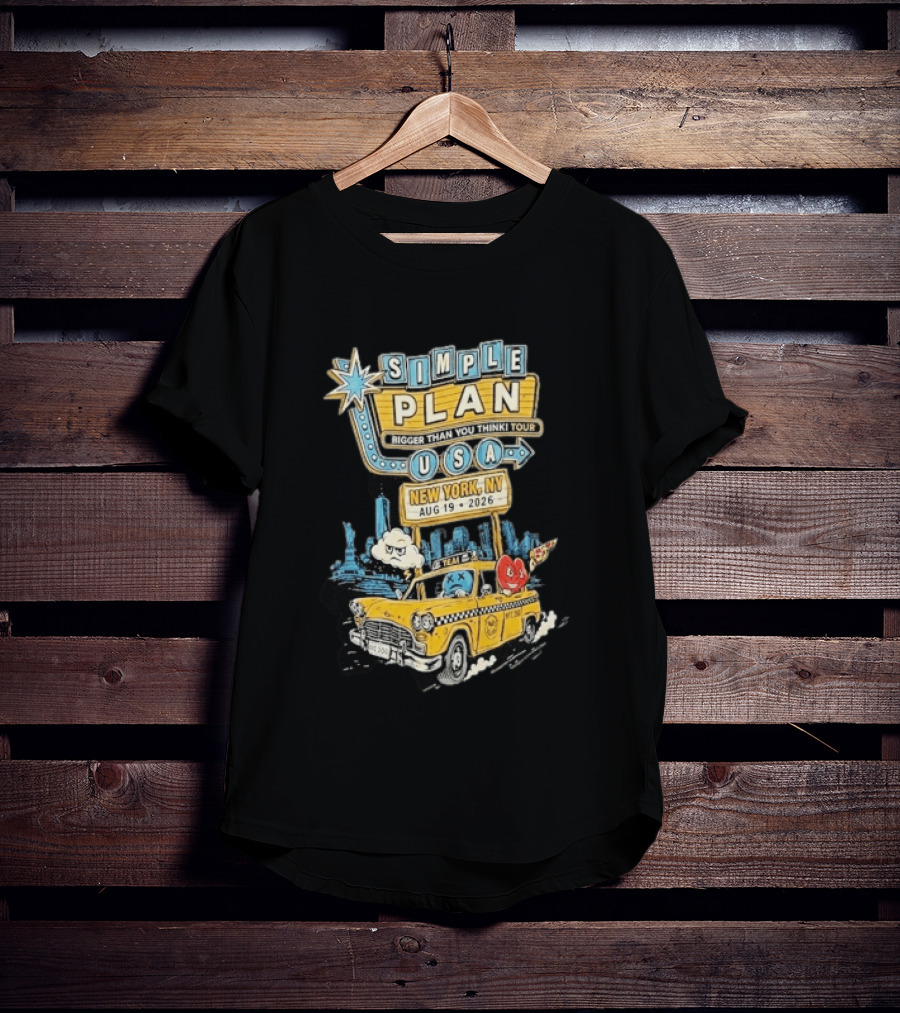 Simple Plan Bigger Than You Think Tour 2026 USA New York Event August 19 Capital One City Parks Foundation SummerStage Taxi T-Shirt