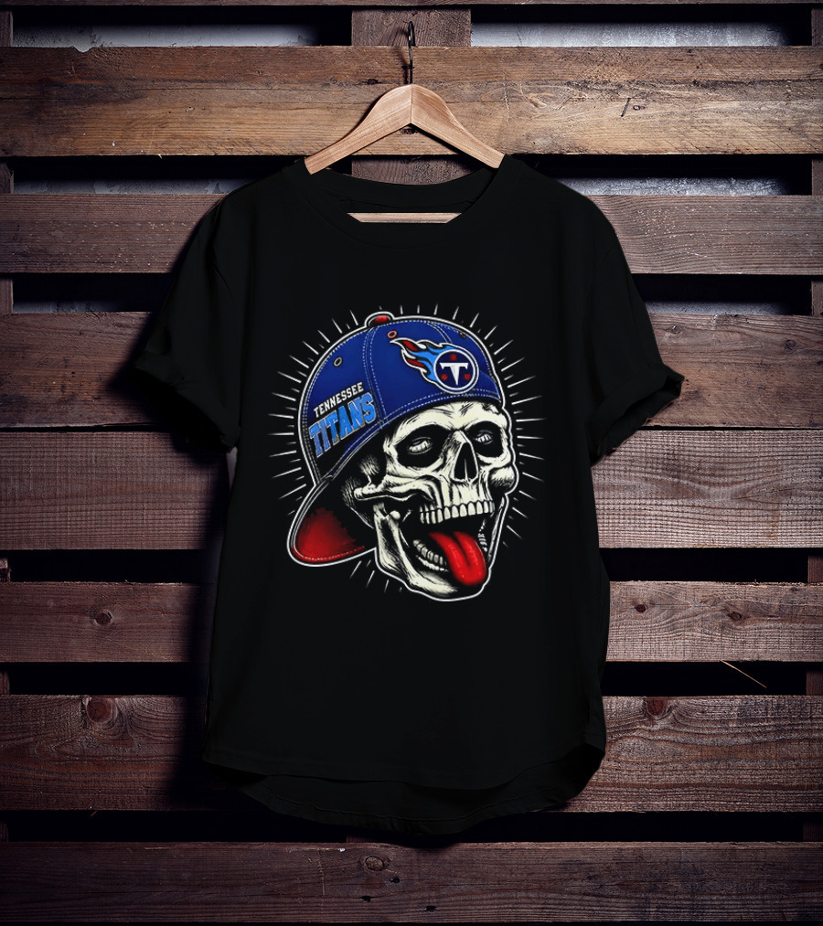 Tennessee Titans Skull Cap Logo Tongue Out T-Shirt