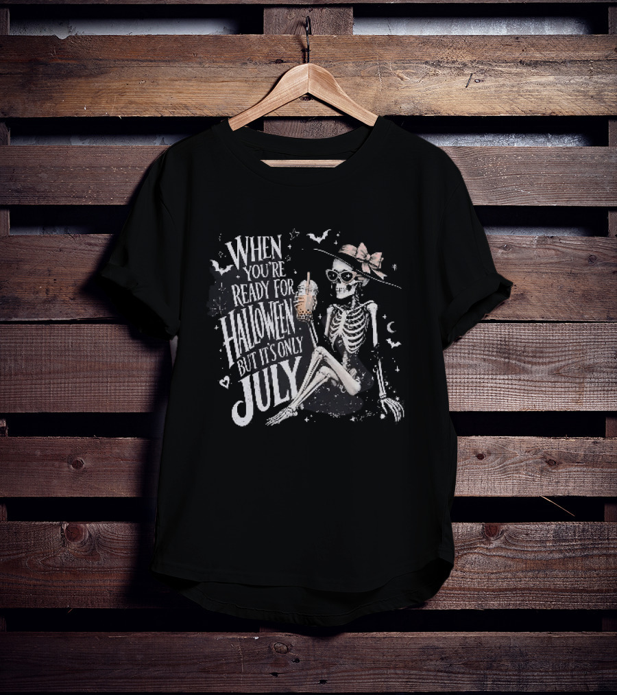 When You're Ready For Halloween But Its Only July Skeleton Witch Retro Aesthetic T-Shirt