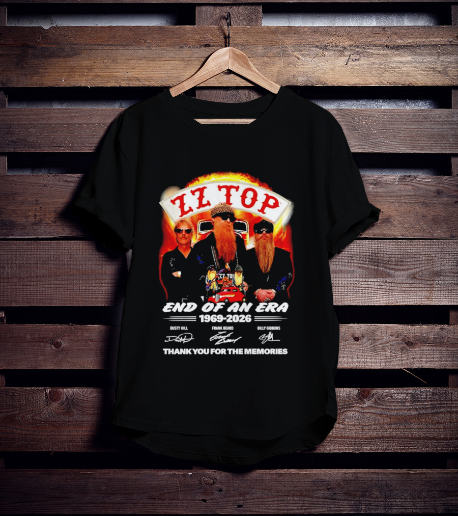 ZZ Top End Of An Era 1969 2026 Dusty Hill Frank Beard Billy Gibbons Thank You For The Memories T-Shirt