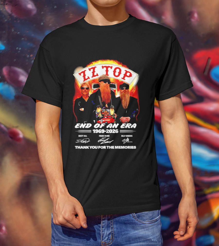 ZZ Top End Of An Era 1969 2026 Dusty Hill Frank Beard Billy Gibbons Thank You For The Memories T-Shirt