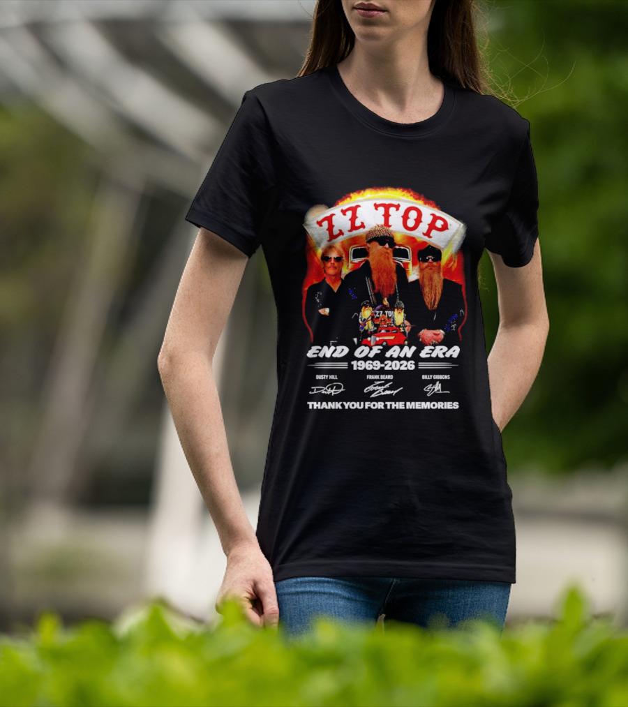 ZZ Top End Of An Era 1969 2026 Dusty Hill Frank Beard Billy Gibbons Thank You For The Memories T-Shirt