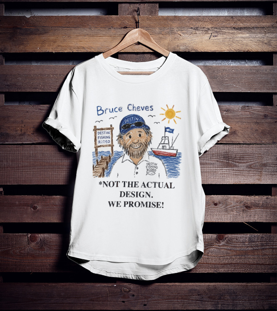 Destin Fishing Rodeo Bruce Cheves Cartoon Caricature Boat Sun Dock T-Shirt